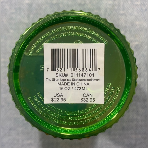 Starbucks Tumbler with Straw 16 oz Metallic Green Bling Studded 2023 Holiday NEW - Picture 4 of 4